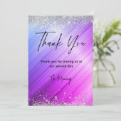 Niedlich gebürstete lila Imitate silber Glitzer vi Karte (Stehend Vorderseite)