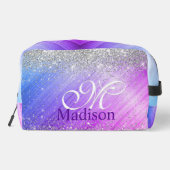 Niedlich gebürstete lila Imitate, silber Glitzer,  Waschbeutel (Rückseite)