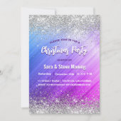 Niedlich gebürstete lila Imitate Silber Glitzer We Einladung (Vorderseite)