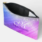 Niedlich gebürstete lila Imitate, silber Glitzer,  Zubehörtasche (Offen)