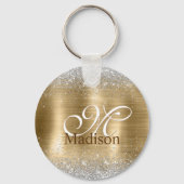 Niedlich gebürstetes Imitat aus Glitzer, silber Schlüsselanhänger (Rückseite)