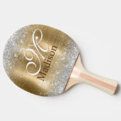 Niedlich gebürstetes Imitat aus Glitzer, silber Tischtennis Schläger (Seitenansicht)