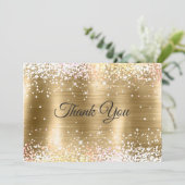 Niedlich gebürstetes Imitat, silber Glitzer Dankeskarte (Stehend Vorderseite)