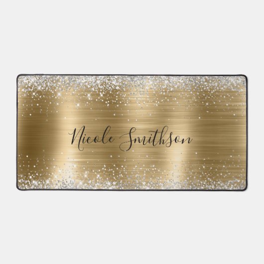 Niedlich gebürstetes Imitat, silber Glitzer Schreibtischunterlage (Vorderseite)