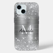 Niedlich gebürstetes Silbersilber-Imitat Glitzer M Case-Mate iPhone Hülle (Rückseite)