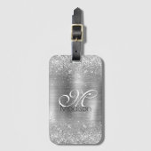 Niedlich gebürstetes Silbersilber-Imitat Glitzer M Gepäckanhänger (Vorderseite Vertikal)