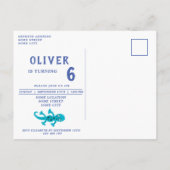 Niedlich Gecko Lizard Blue Kindergeburtstag Party Einladungspostkarte (Rückseite)