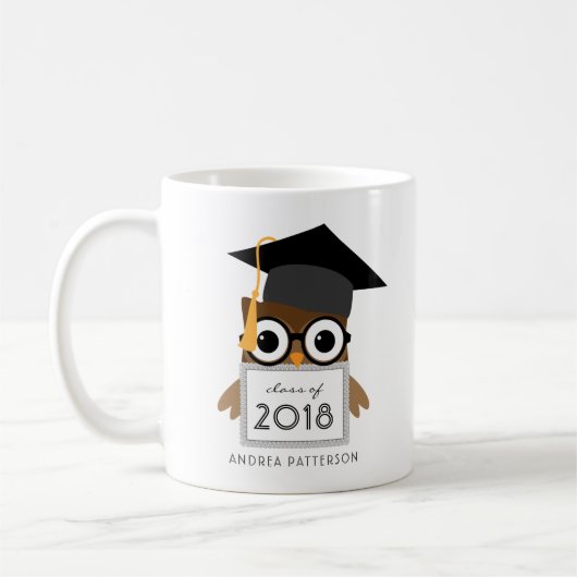 Niedlich Geeky Graduate Owl Personalisierter Absch Kaffeetasse (Links)