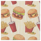 Niedlich geflieste Burger und Pommes frites Stoff (Nahaufnahme)