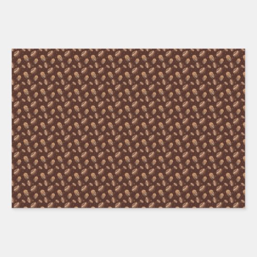 Niedlich geflieste Kaffeebohnen Geschenkpapier Set (Vorderseite)