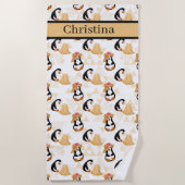 Niedlich geflieste Strandpinguine tragen den Namen Strandtuch (Vorderseite)