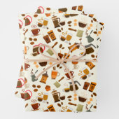 Niedlich gefliestes Kaffeemuster Party Geschenkpapier Set (Beispiel)