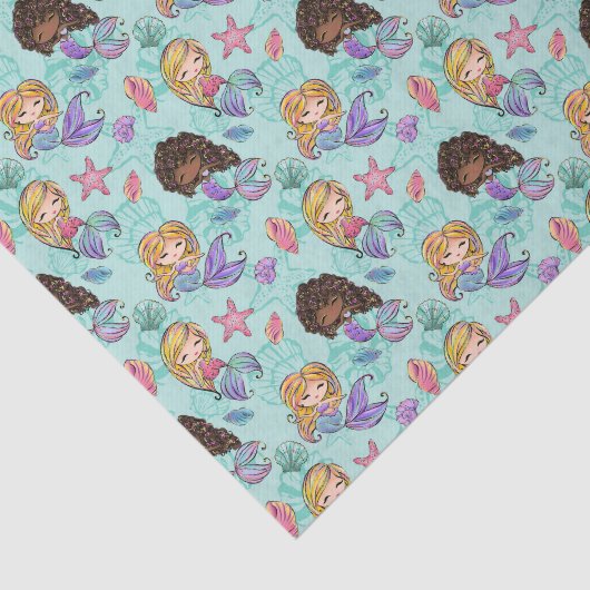 niedlich gefliestes Mermaid-Party Seidenpapier (Ausschnitt)