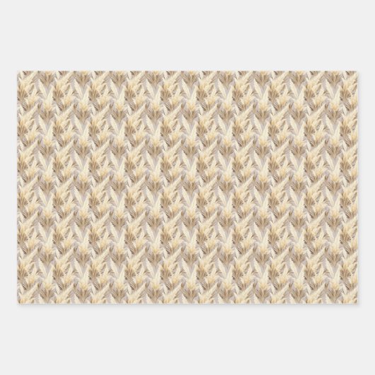 Niedlich gefliestes Pampas Grass-Muster Geschenkpapier Set (Vorderseite 3)