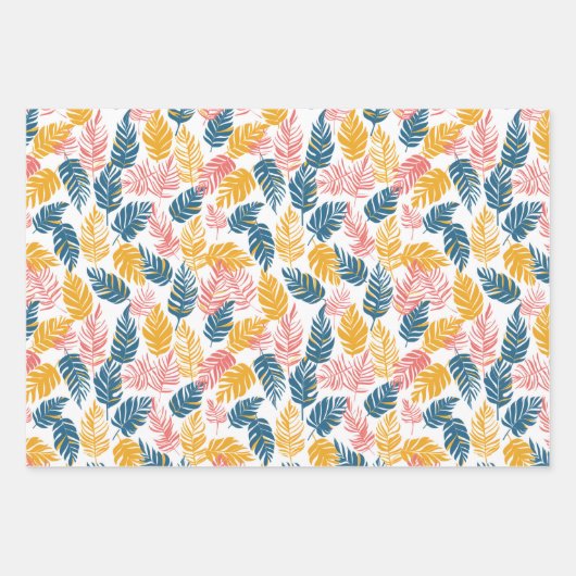 Niedlich gefliestes Tropenblattmuster Party Geschenkpapier Set (Vorderseite 3)