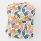 Niedlich gefliestes Tropenblattmuster Party Geschenkpapier Set (Beispiel)