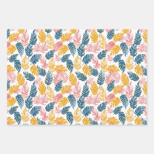 Niedlich gefliestes Tropenblattmuster Party Geschenkpapier Set (Vorderseite)