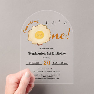 Niedlich gefrorenes Ei 1. Geburtstag Acryleinladungen