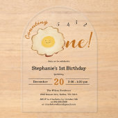 Niedlich gefrorenes Ei 1. Geburtstag Acryleinladungen (Vorderseite)