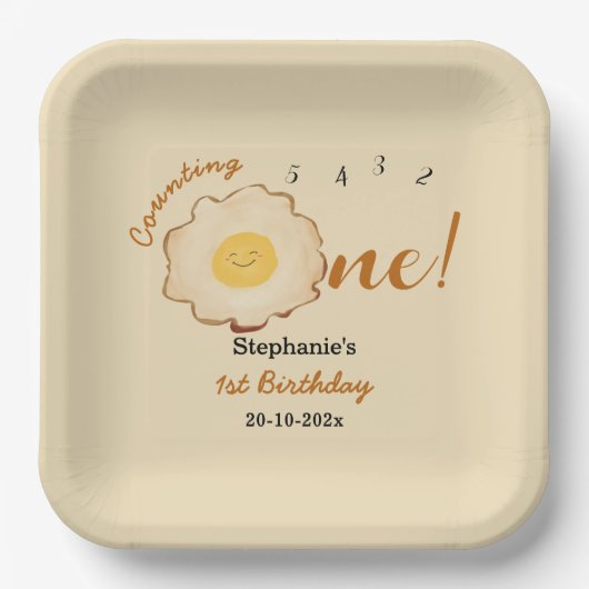 Niedlich gefrorenes Ei 1. Geburtstag Pappteller (Vorderseite)