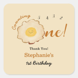 Niedlich gefrorenes Ei 1. Geburtstag Quadratischer Aufkleber