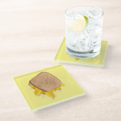 Niedlich gegrillter Käse Glasuntersetzer (Schrägansicht)