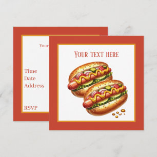 Niedlich gegrilltes Hotdog-Party Einladung