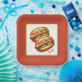 Niedlich gegrilltes Hotdog-Party Pappteller (Party)