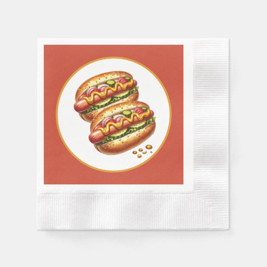 Niedlich gegrilltes Hotdog-Party Serviette (Vorderseite)
