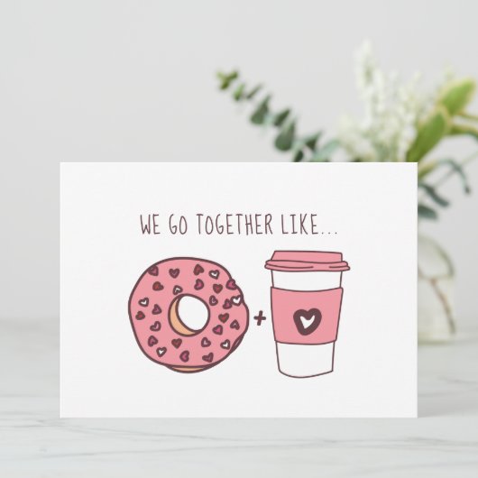 Niedlich gehen wir zusammen wie Donuts & Coffee Va Einladung (Stehend Vorderseite)