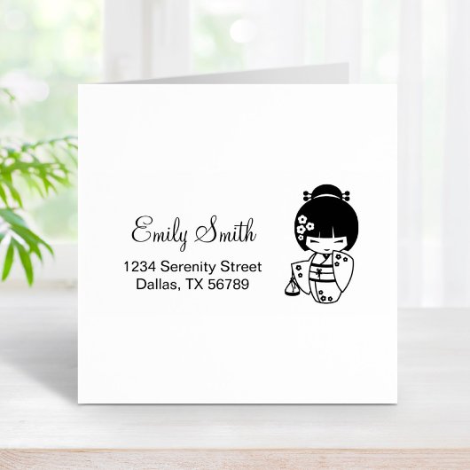 Niedlich Geisha Girl-Adresse Gummistempel