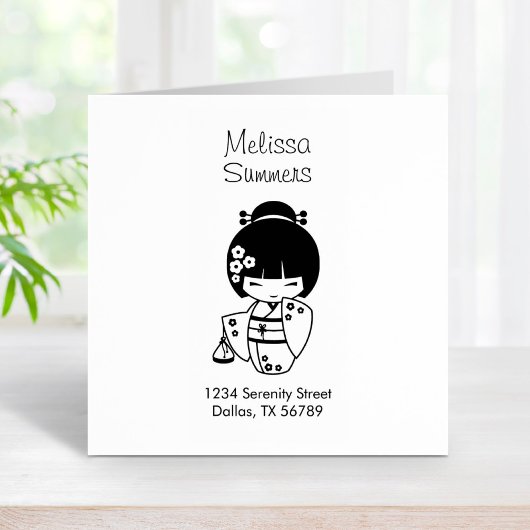 Niedlich Geisha Girl-Adresse Gummistempel