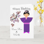 Niedlich Geisha Girl Personalisiert Geburtstagskar Karte (Gelbe Blume)