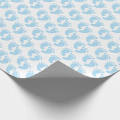 niedlich gekachelte blaue Füße Babydusche Geschenkpapier (Ecke)