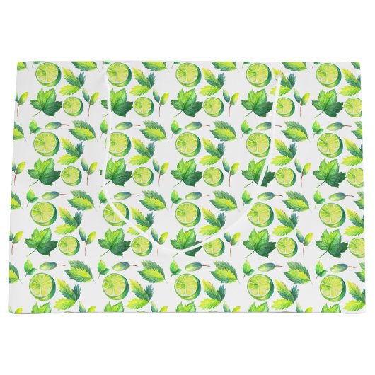 niedlich gekachelte Limone Früchte Große Geschenktüte (Vorderseite)