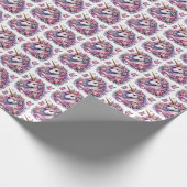 Niedlich gekachelte Mädchen, Einhorn-Party Geschenkpapier (Ecke)