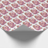 Niedlich gekachelte Mädchen, Einhorn-Party Geschenkpapier (Ecke)