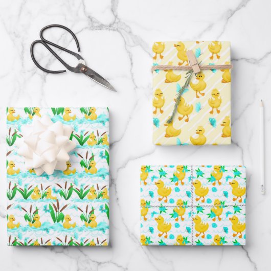 niedlich gekachelte Party-Wrapping Paper Sheets Geschenkpapier Set (Vorderseite)