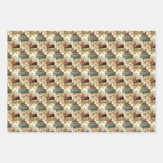 niedlich gekachelte Reisekoffer Geschenkpapier Set (Vorderseite)