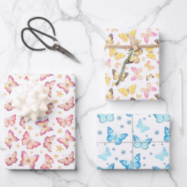 niedlich gekachelte Schmetterlingsmuster Wrapping  Geschenkpapier Set