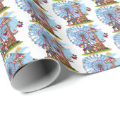 niedlich gekachelte Zirkus-Party Geschenkpapier (Rolleneckpunkt)