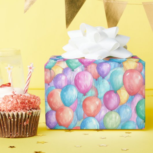 Niedlich gekacheltes Ballonmuster Party Geschenkpapier (Geburtstagsparty)