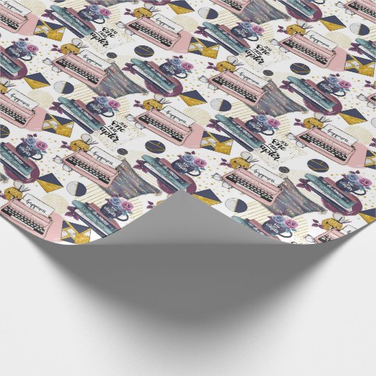 Niedlich gekacheltes Buch mit gemütlichem Muster Geschenkpapier (Ecke)