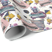 Niedlich gekacheltes Buch mit gemütlichem Muster Geschenkpapier (Rolleneckpunkt)