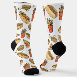 niedlich gekacheltes Fast Food-Muster Socken
