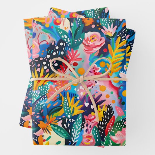 Niedlich gekacheltes japanisches Muster Geschenkpapier Set (Beispiel)