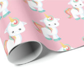 Niedlich gekacheltes Party-Einhornmuster Geschenkpapier (Rolleneckpunkt)