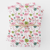 Niedlich gekacheltes rosa Flamingo-Muster Geschenkpapier Set (Beispiel)
