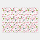 Niedlich gekacheltes rosa Flamingo-Muster Geschenkpapier Set (Vorderseite)