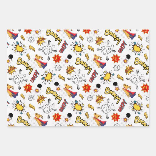 niedlich gekacheltes Superheld-Party Geschenkpapier Set (Vorderseite 3)